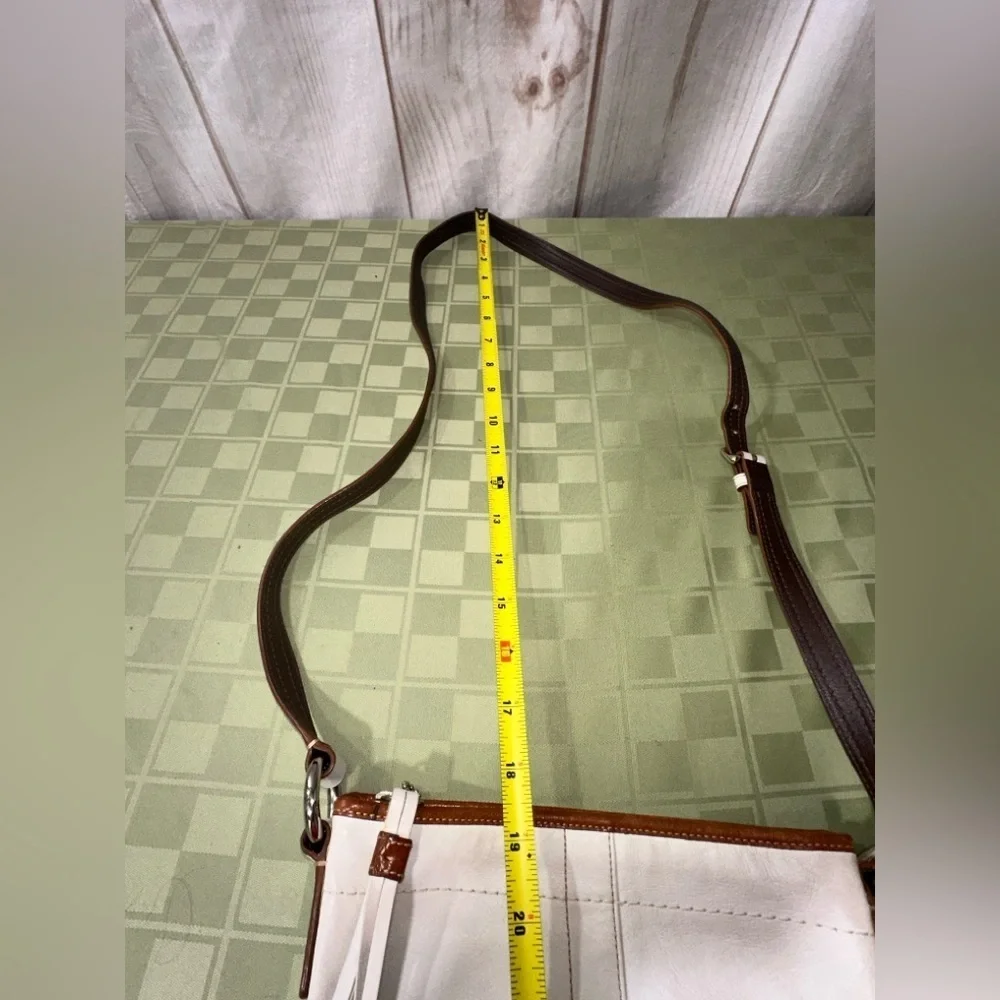 Coach White and Brown Crossbody Bag with Adjustable Strap